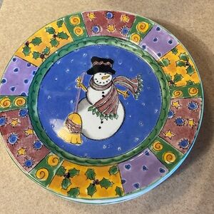 SANGO Sweet Shop Christmas Snowman salad plates set of 4. Like new7.75 inches